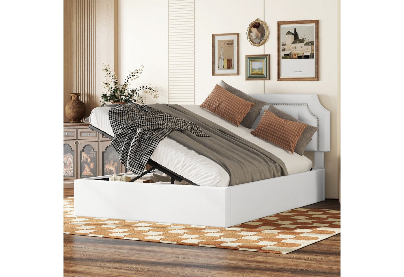 MODFU Polsterbett Stauraumbett, hydraulisches Zwei-Wege-Bett, minimalistisches Design (Flachbett 140*200cm), ohne Matratze von MODFU