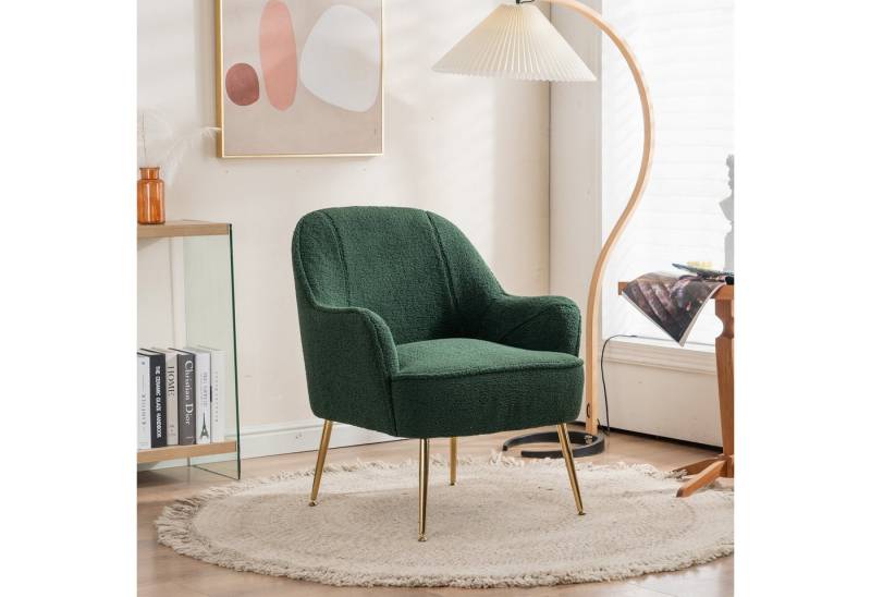 MODFU Polsterstuhl Wohnzimmerstuhl mit Rückenlehne (Metallbeine Samt), Moderner Loungesessel von MODFU