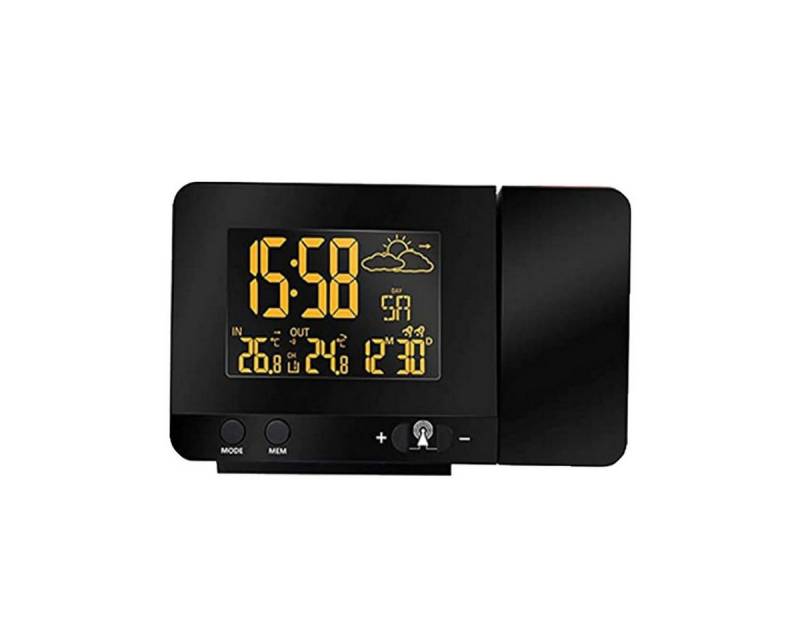 MODFU Projektionswecker Digital Wecker Uhr Digitalwecker Projektion LED Alarm Projektionsuhr ohne Akku mit Außensensor 120 ° Dual-Alarm Wettervorhersage 12/24H von MODFU