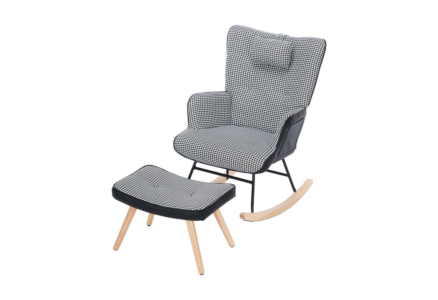 MODFU Schaukelstuhl mit hoher Rückenlehne und Armlehnen (Schwingsessel,Schaukelsessel,Relaxsessel, 2 St), mit Seitentasche, hohe Elastizität kissen, Fußstütze und Kopfstütze von MODFU