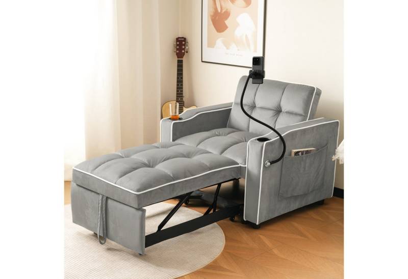 MODFU Schlafsofa 3-in-1 Ausziehbares Einzel-Schlafsofa, Liegestuhl, Schlafstuhl, Sessel 1 Teile, mit Ausziehbares Bettgestell aus Metall von MODFU