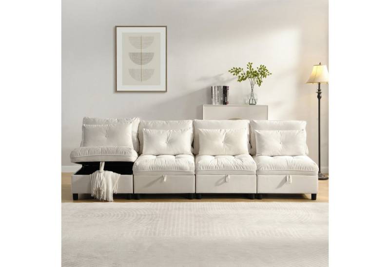 MODFU Schlafsofa 4-Sitzer modulares trennbares Sofaset, Wohnzimmermöbel, mit verstecktem Stauraum, Umzugsfreundlich MODFU Schlafsofa 4-Sitzer modulares trennbares Sofaset, Wohnzimmermöbel, mit verstecktem Stauraum, Umzugsfreundlich von MODFU