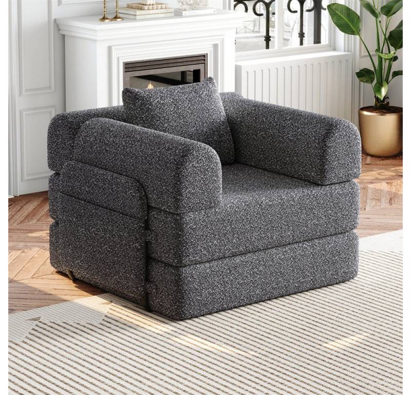 MODFU Schlafsofa Chenille-Schlafsessel 2-in-1, mit Staufach in der Armlehne, Metallrahmen und mehreren Konfigurationsmöglichkeiten 1 Teile, mit Relaxfunktion von MODFU