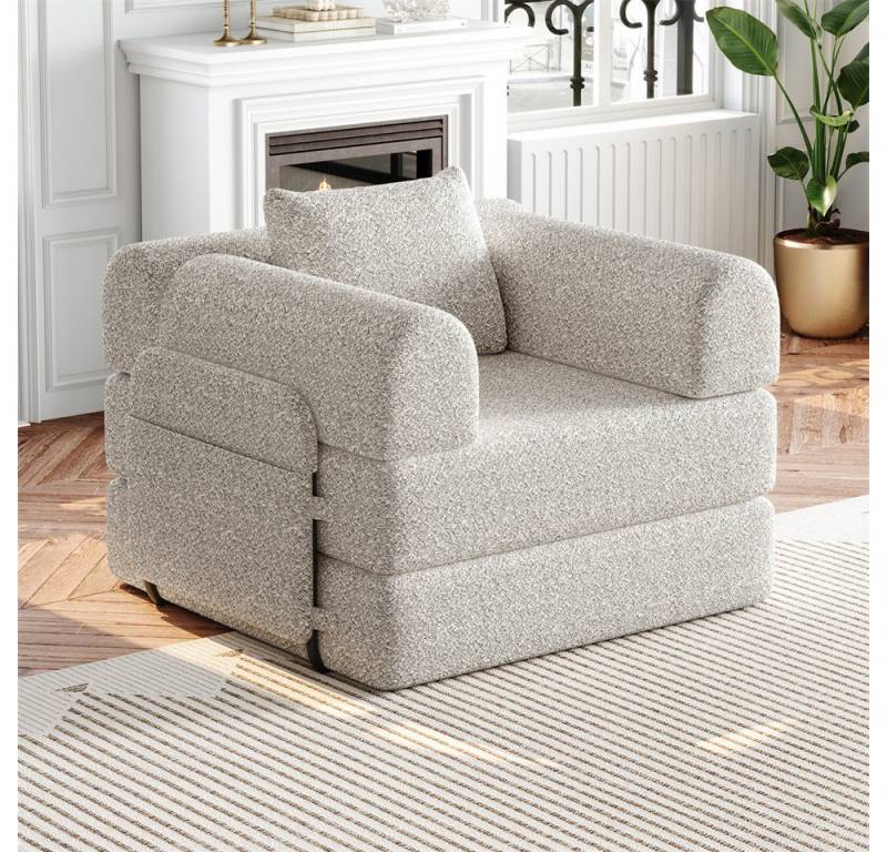 MODFU Schlafsofa Chenille-Schlafsessel 2-in-1, mit Staufach in der Armlehne, Metallrahmen und mehreren Konfigurationsmöglichkeiten 1 Teile, mit Relaxfunktion von MODFU