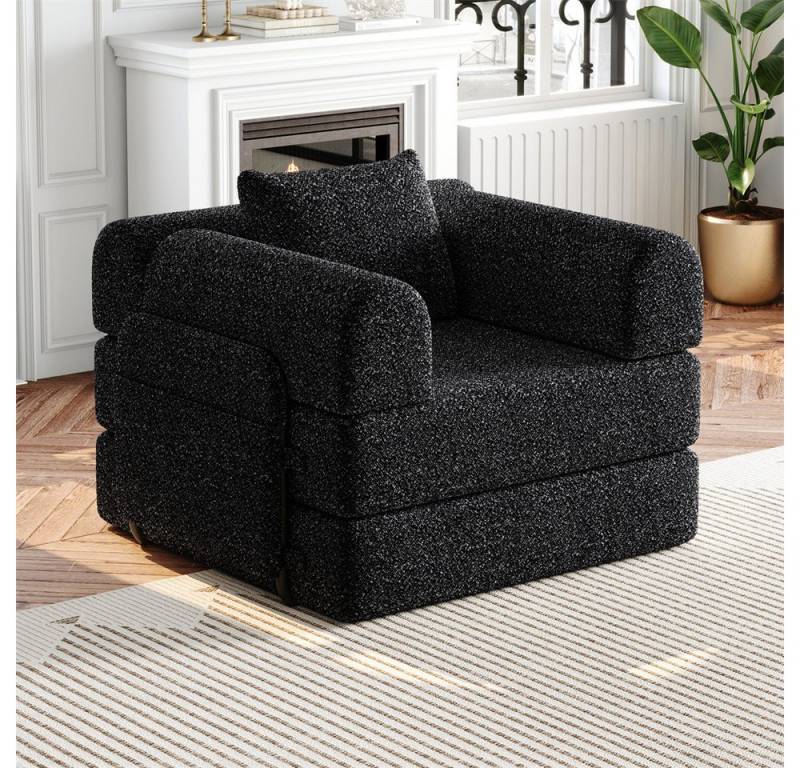 MODFU Schlafsofa Chenille-Schlafsessel 2-in-1, mit Staufach in der Armlehne, Metallrahmen und mehreren Konfigurationsmöglichkeiten 1 Teile, mit Relaxfunktion von MODFU