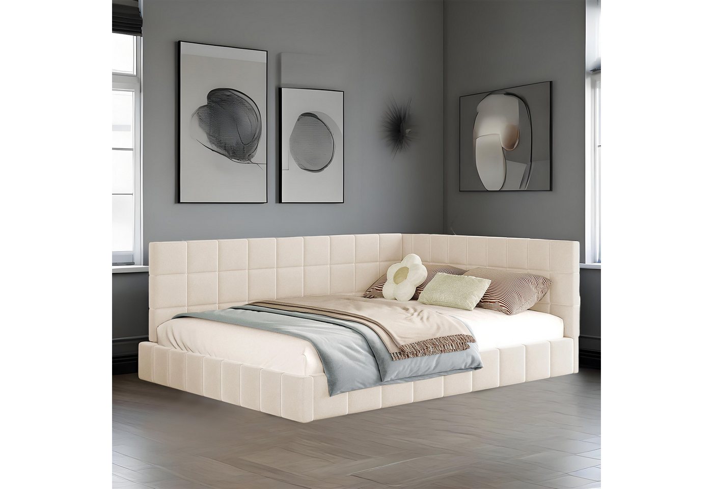 MODFU Schlafsofa Polsterbett, 140x200 cm mit Lattenrost, Hautsympathischer Samtstoff, Klassisches Design, Funktionsbett Kinderbett mit Verstellbare Rückenlehne, Stabile Konstruktion, mit Matratze MODFU Schlafsofa Polsterbett, 140x200 cm mit Lattenrost, Hautsympathischer Samtstoff, Klassisches Design, Funktionsbett Kinderbett mit Verstellbare Rückenlehne, Stabile Konstruktion, mit Matratze von MODFU