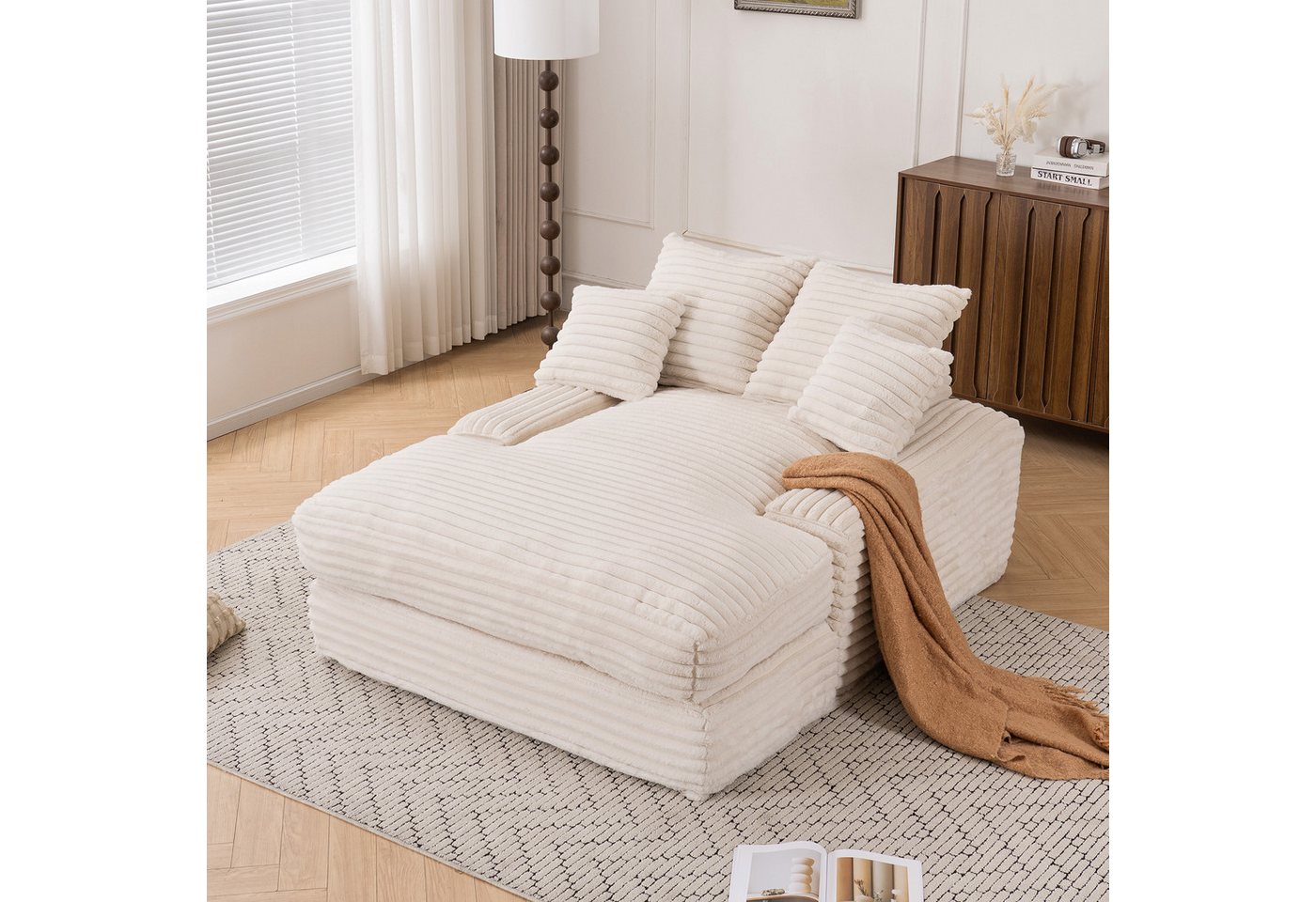 MODFU Schlafsofa Ultraweiches Sofa, 4 abnehmbare Kissen, ohne Montage direkt als Sofa oder Bett nutzbar, Platzsparend 1 Teile von MODFU