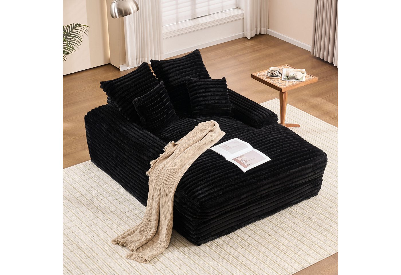 MODFU Schlafsofa Ultraweiches Sofa, 4 abnehmbare Kissen, ohne Montage direkt als Sofa oder Bett nutzbar, Platzsparend 1 Teile von MODFU