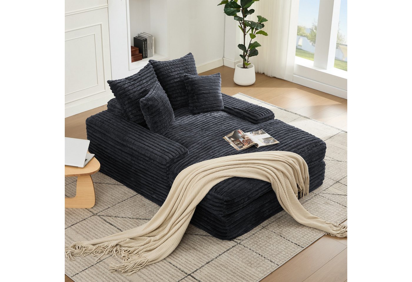 MODFU Schlafsofa Ultraweiches Sofa, 4 abnehmbare Kissen, ohne Montage direkt als Sofa oder Bett nutzbar, Platzsparend 1 Teile von MODFU