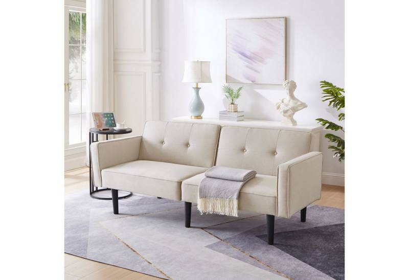 MODFU Schlafsofa flexibles Schlafsofa mit Kissen, 2-in-1-Sofabett, Zweisitzer-Sofa, Schlafcouch, Polstersofa 1 Teile, unabhängig verstellbare Doppelrückenlehnen von MODFU