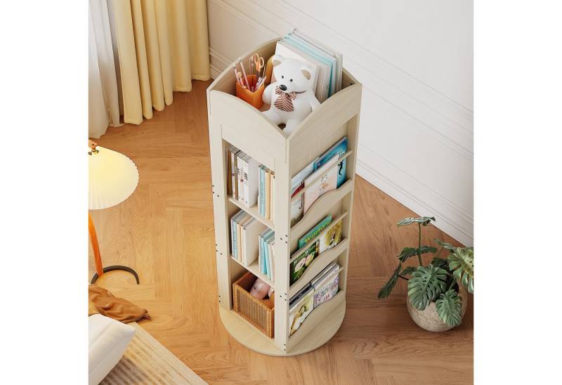 MODFU Schlafzimmer-Set Schlafzimmer-Set, (Jugendzimmer-Möbelset, 3-tlg., Massivholz + MDF), Holz-Babybett + Schrank + Drehbares Bücherregal von MODFU