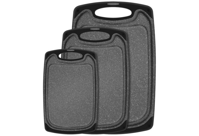 MODFU Schneidebrett 3er Set Brotbretter Küchenbrett Cutting Board, Kunststoff, (mit Saftrillen und Rutschfeste Matten, 3-St., Groß (39,6 x 23,8 cm) Mittel (31,4 x 19,8 cm) Klein (24,3 x 14,5 cm), BPA-Frei Spülmaschinenfest 3 Extra Dicke für Küche von MODFU