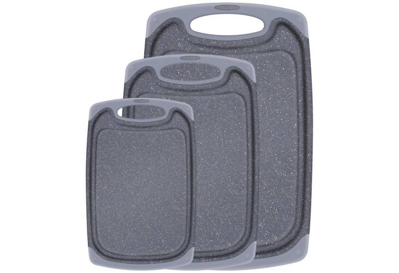 MODFU Schneidebrett 3er Set Brotbretter Küchenbrett Cutting Board, Kunststoff, (mit Saftrillen und Rutschfeste Matten, 3-St., Groß (39,6 x 23,8 cm) Mittel (31,4 x 19,8 cm) Klein (24,3 x 14,5 cm), BPA-Frei Spülmaschinenfest 3 Extra Dicke für Küche von MODFU