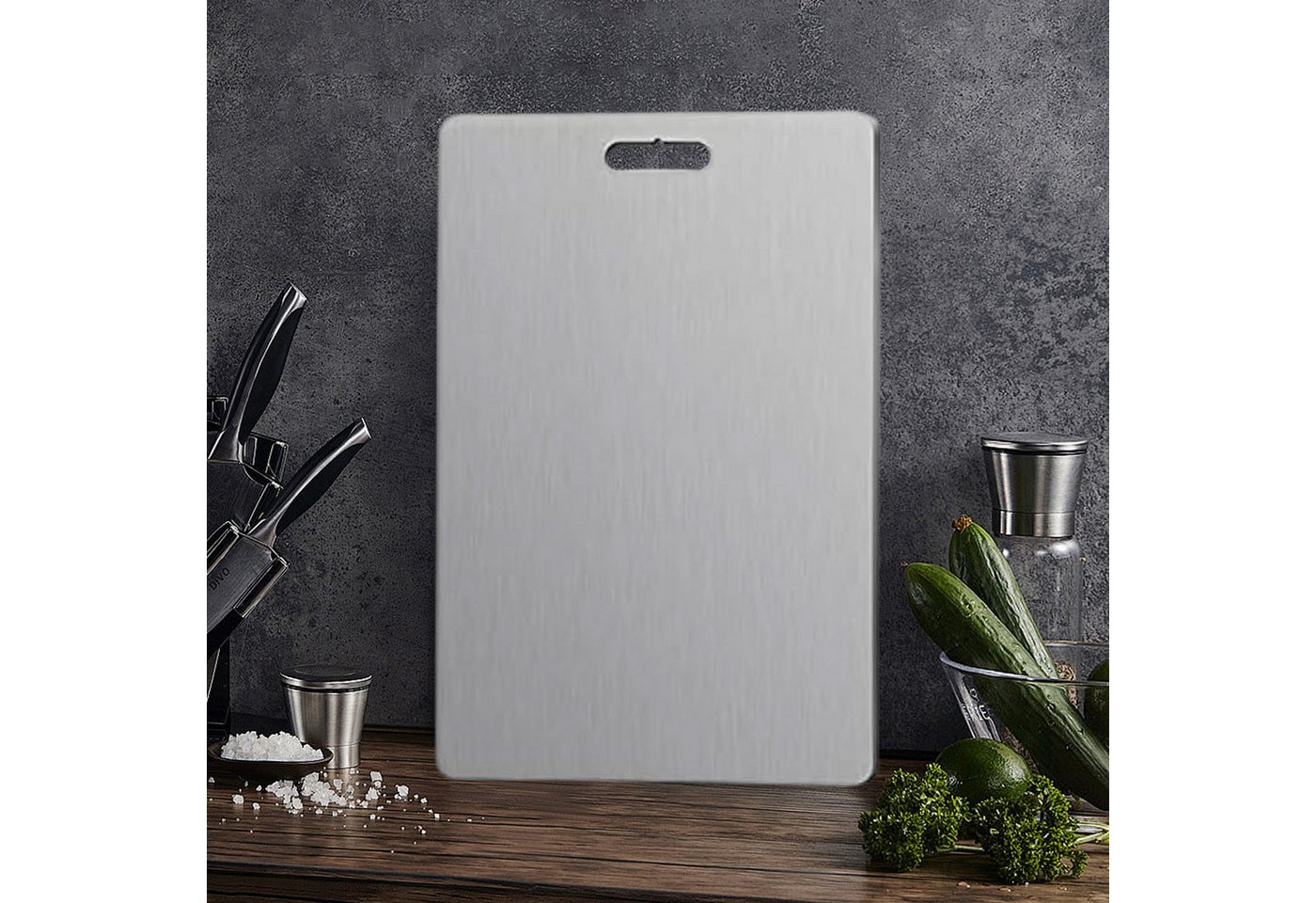 MODFU Schneidebrett Küchenbrett doppelseitig Hackbrett Schneideunterlage, Edelstahl, (Küchenzubehör antibakteriell hygienisch rostfrei, 1-St., leicht zu reinigen, spülmaschinengeeignet), in sechs Größen erhältlich, für Camping Grill Outdoor von MODFU