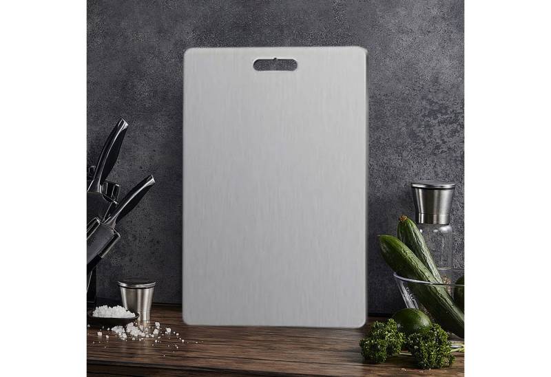 MODFU Schneidebrett Küchenbrett doppelseitig Hackbrett Schneideunterlage, Edelstahl, (Küchenzubehör antibakteriell hygienisch rostfrei, 1-St., leicht zu reinigen, spülmaschinengeeignet), in sechs Größen erhältlich, für Camping Grill Outdoor von MODFU