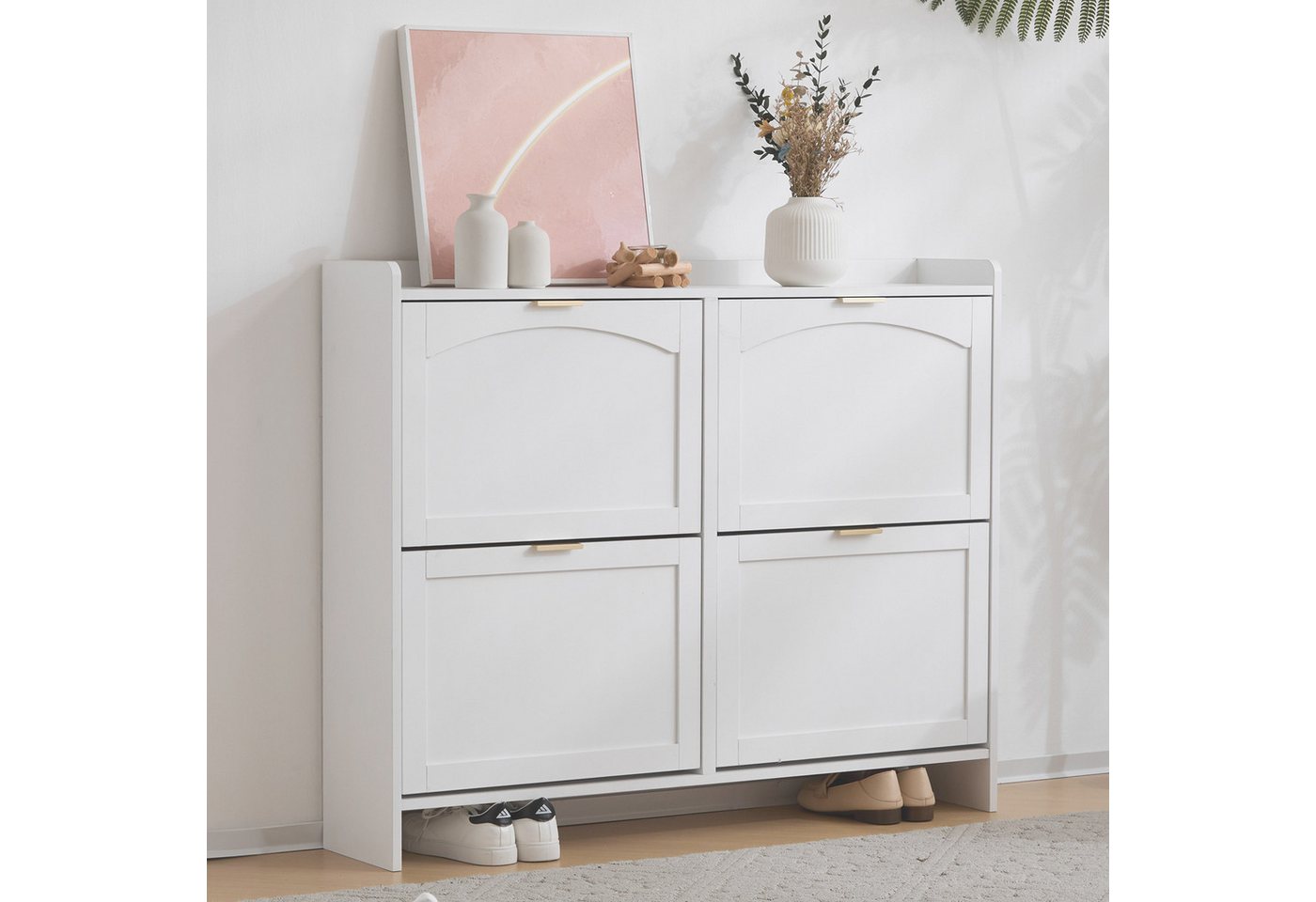 MODFU Schuhschrank mit 4 Fächer (Schuhregal, Schuhkipper, 1-St., mit 4 Klappenfächern) mit Kippsicherung, B110/H90/T24cm von MODFU