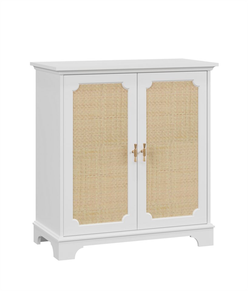 MODFU Sideboard Anrichte, Modernes Weinschrank (Rattan Sideboard mit dekorativen Rattan-Türen – Multifunktionales Buffet., 38 cmx 80 cmx 86 cm), mit Rattan-Dekortüren von MODFU