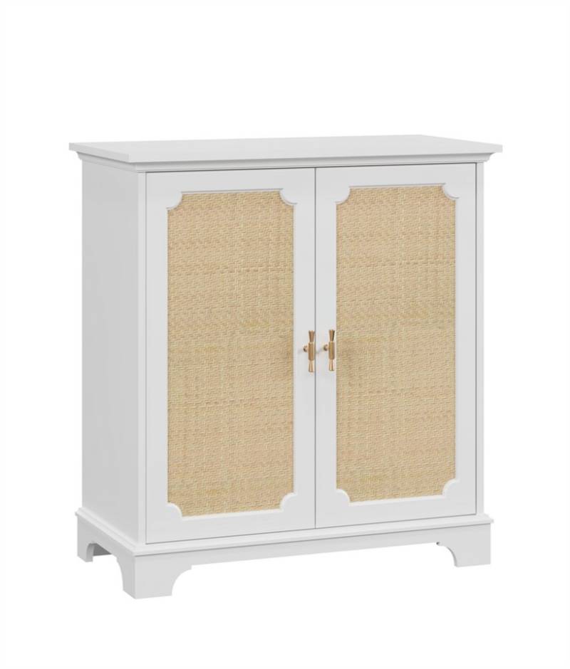 MODFU Sideboard Anrichte, Modernes Weinschrank (Rattan Sideboard mit dekorativen Rattan-Türen – Multifunktionales Buffet., 38 cmx 80 cmx 86 cm), mit Rattan-Dekortüren von MODFU