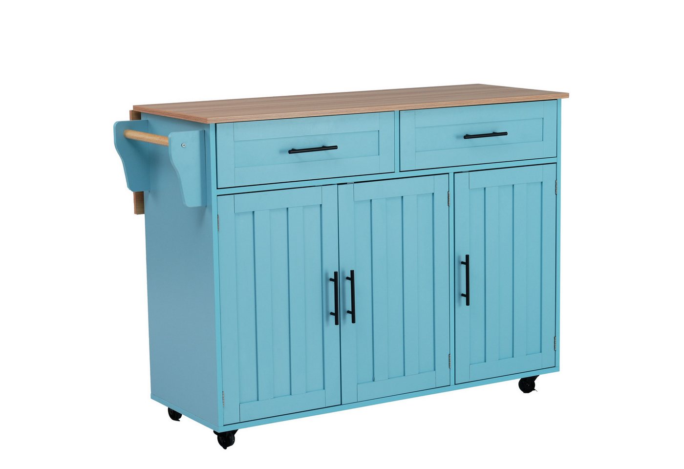 MODFU Sideboard Anrichte Küchenschrank Speisewagen (1 St., 5 Räder, 3 Tür), mit Ausziehbare Arbeitsplatte,Massivholzbeine umschaltbar von MODFU