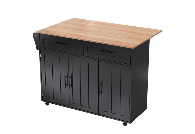 MODFU Sideboard Anrichte Küchenschrank Speisewagen (1 St., 5 Räder, 3 Tür), mit Ausziehbare Arbeitsplatte,Massivholzbeine umschaltbar von MODFU