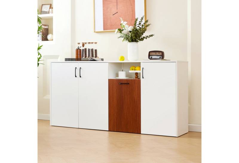 MODFU Sideboard Aufbewahrungsschrank,Standschrank (Sideboard Schrank– Vielseitiger Holzschrank mit höhenverstellbaren Einlegeböden, Kippschutz & modernem Two-Tone Design., 1 St) von MODFU