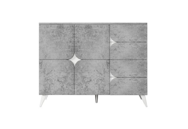 MODFU Sideboard Kommode (Anrichte, 1 St., vier Schubladen und vier Türen), mit spezieller Paneelform und gemischte Farben von MODFU