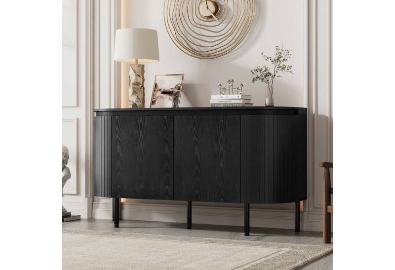 MODFU Sideboard Moderner Bogenförmiger Anrichte mit verstellbaren Regalen (Modernes Bogenförmiges Sideboard, höhenverstellbaren Regalen & Metallbeinen – Elegantes Design) von MODFU