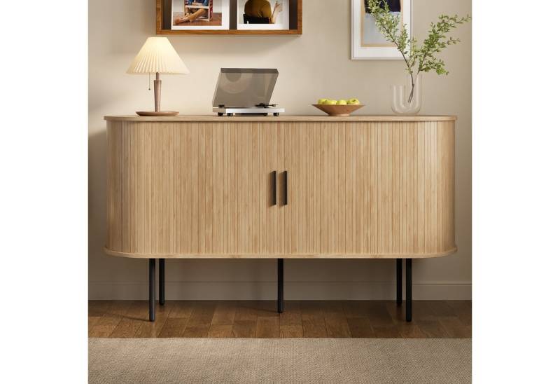 MODFU Sideboard Sideboard (Kommode, Anrichte, Buffetschrank, 1 St., Aluminiumgriffen, Eisenbeinen), mit Rolljalousie-Türen von MODFU