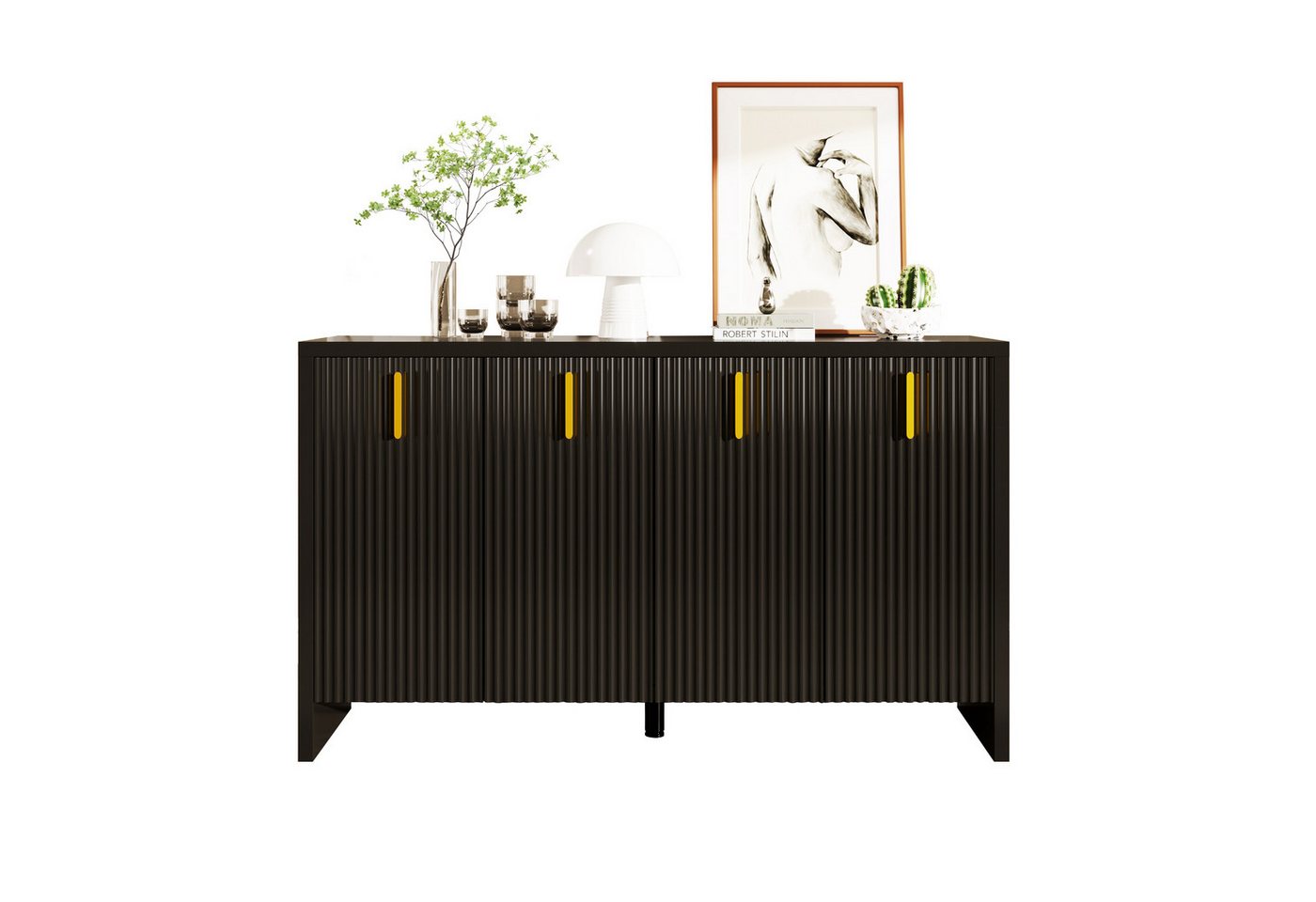 MODFU Sideboard Wohnzimmerschrank (Modernes, minimalistisches Kommode, 1 St., 140*80*38cm), mit goldenen Griffen und verstellbaren Trennwänden von MODFU