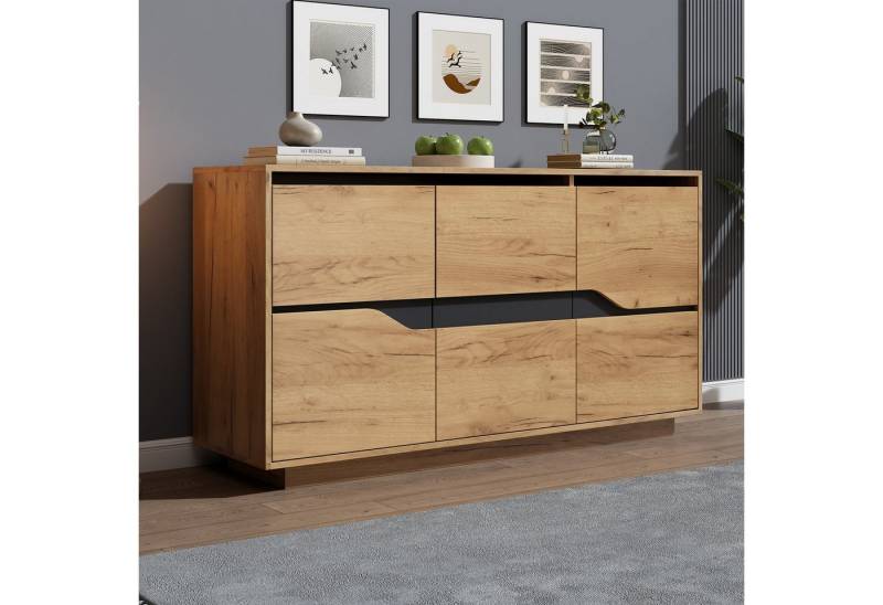 MODFU Sideboard mit 3 Türen & verstellbaren Einlegeböden (Kommode, Sofa-Beistellschrank, Anrichte, 1 St., Pflegeleichte Oberfläche), mit Soft-Close-Scharniere von MODFU