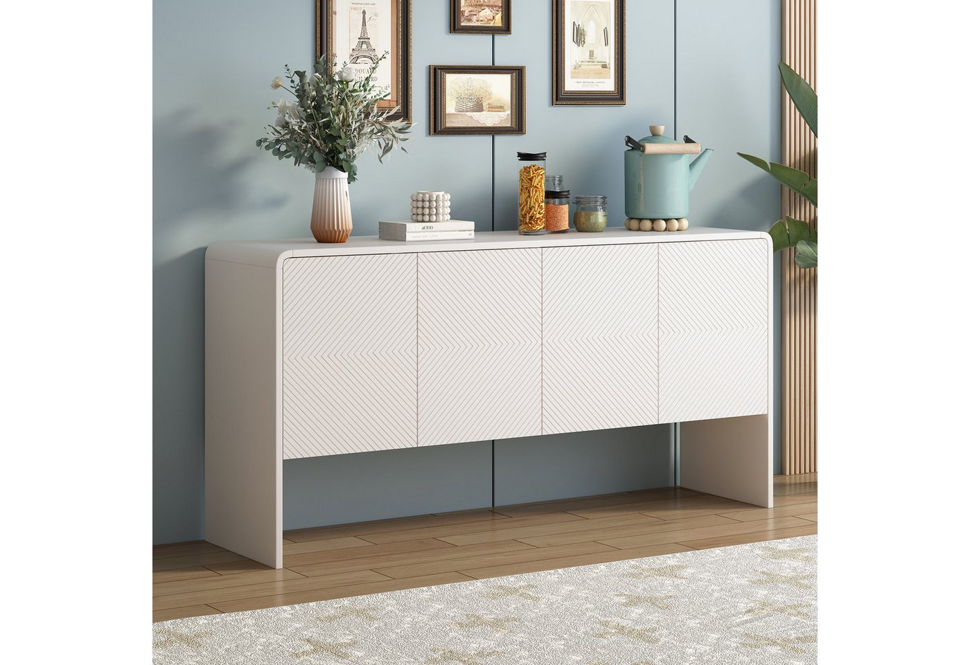 MODFU Sideboard mit 4 Türen und Rückstoßvorrichtung für Wohnzimmer und Eingangsbereich von MODFU