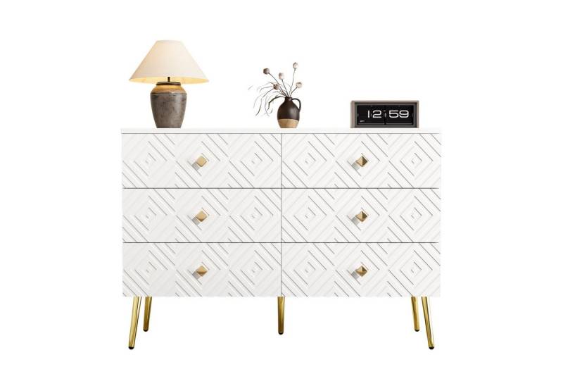 MODFU Sideboard mit geometrischen Mustern (Kommode, Wohnzimmerschrank, Buffet, Mehrzweckschrank, 1 St., für verschiedene Einrichtungsstile), mit diamantförmigen Griffen von MODFU