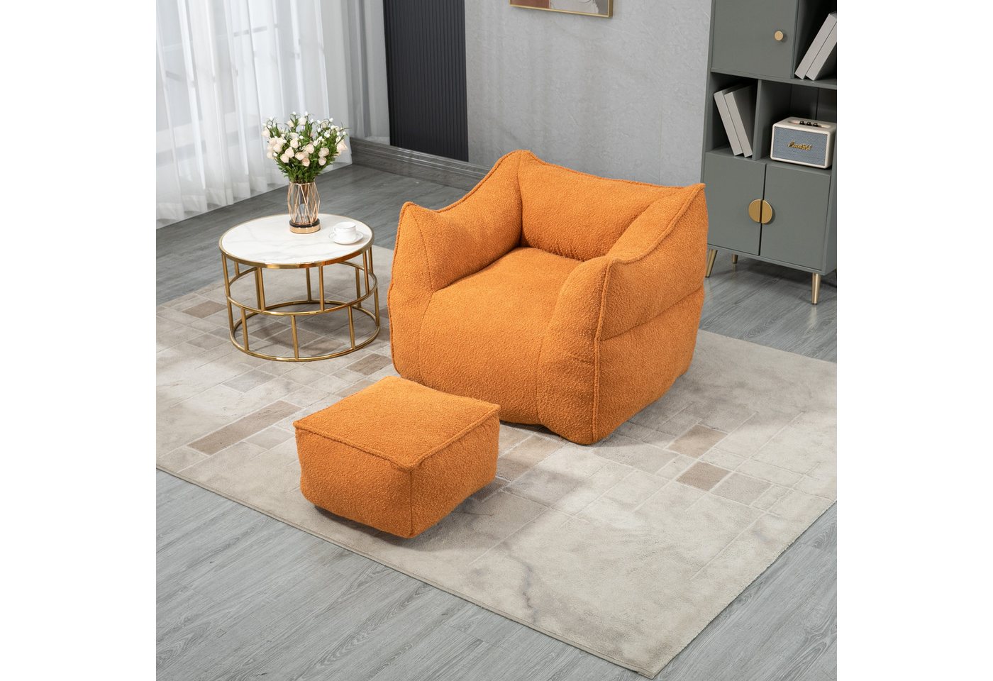 MODFU Sitzsack Lazy Sofa, Schaukelstuhl mit hoher Rückenlehne, mit Fußhocker (Couchsessel für Erwachsene und Kinder, für drinnen und draußen) von MODFU