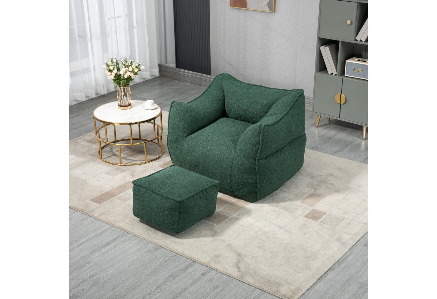 MODFU Sitzsack Lazy Sofa, Schaukelstuhl mit hoher Rückenlehne, mit Fußhocker (Couchsessel für Erwachsene und Kinder, für drinnen und draußen) von MODFU