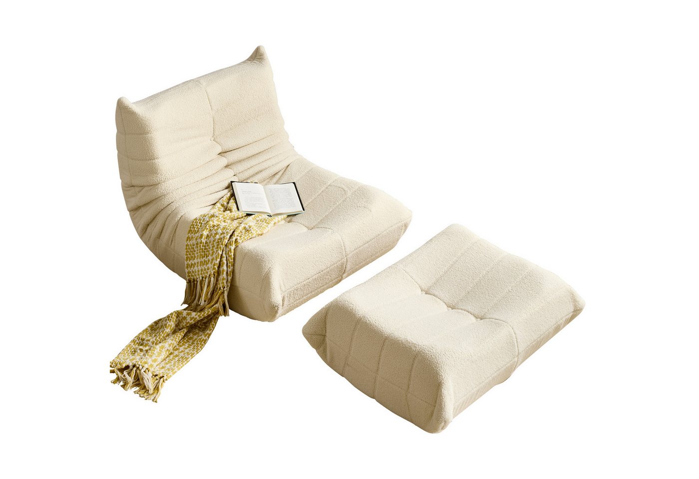 MODFU Sitzsack Sofa,Einzelsofa,Wohnzimmer Sofa (Teddyfleece+Schaumstoff mit hoher Dichte, 2 St., Interne rahmenlose Struktur), Produkt als komprimierte Verpackung von MODFU