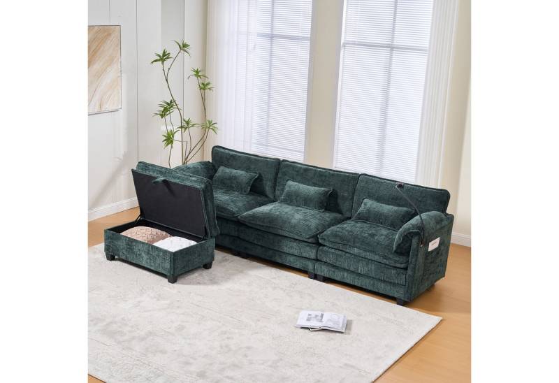 MODFU Sofa 2-Sitzer Loungesofa aus Chenille, mit Memory Foam und Schaumstofffüllung, USB-Anschluss, Seitentasche, Handyhalter und modulare Hocker MODFU Sofa 2-Sitzer Loungesofa aus Chenille, mit Memory Foam und Schaumstofffüllung, USB-Anschluss, Seitentasche, Handyhalter und modulare Hocker von MODFU