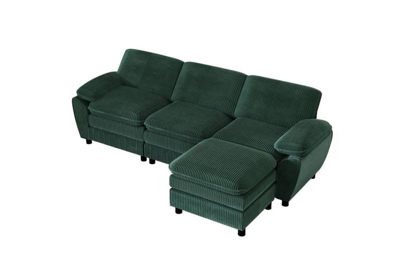 MODFU Sofa Ecksofa,Loungesofa,Kombi-Sofa, Modulares L-Sofa mit Abnehmbarem Ottoman – Komfort und Stil für Wohnzimmer & Büro – Ergonomisches Design mit extra tiefem Sitz und robuster Holzrahmenstruktur – 3-Sitzer für Familie und Gäste, mit Relaxfunktion von MODFU