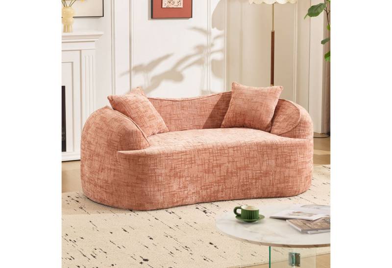 MODFU Sofa Ecksofa Küchensofa Loungesofa, Gebogenes Zweisitzer-Sofa creme mit Armlehnen & 2 Kissen, sofort nutzbar ohne Montage, ergonomisch gepolstert für Wohnzimmer Schlafzimmer Büro 1 Teile von MODFU