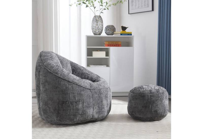 MODFU Sofa Sitzsack Sofasessel,Sitzsack Sofa,mit Fußstütze, Komfortabler Sitzsack-Stuhl für Erwachsene – Hochdruck-Schaumstoff, Ergonomisches Design mit Fußstütze – Bequemes Sofasessel für Wohnzimmer, Schlafzimmer & Lesezimmer – Weicher Chenille-Stoff, Maximalgewicht 150 kg., mit Relaxfunktion von MODFU