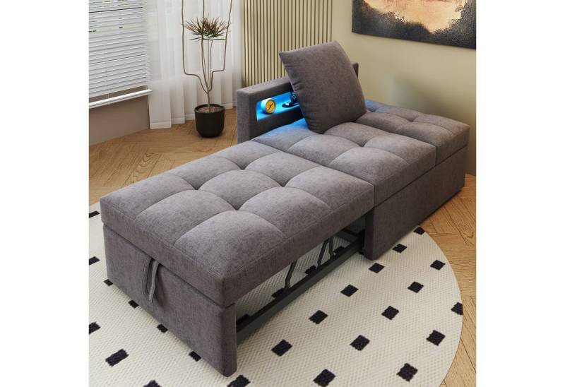 MODFU Sofa mit verstellbarer Rückenlehne, LED-Armlehnenbeleuchtung und USB/Typ-C-Anschlüssen, 3-in-1 Polsterbett Schlafsofa MODFU Sofa mit verstellbarer Rückenlehne, LED-Armlehnenbeleuchtung und USB/Typ-C-Anschlüssen, 3-in-1 Polsterbett Schlafsofa von MODFU