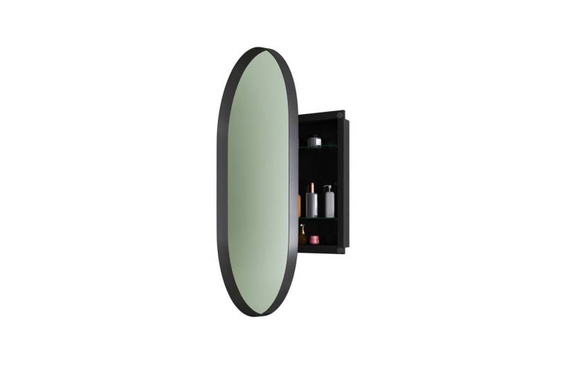 MODFU Spiegelschrank Spiegel Badezimmerspiegel (mit verstellbaren Regalen, schwarzer Metallrahmen, staub, fog- und korrosionsbeständig) von MODFU