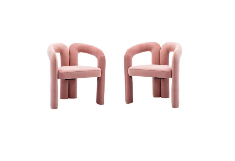 MODFU Stuhl 2er Set Esszimmerstuhl, Samt, Armlehnen (2er Set, Fass-Seitenstühle für das Wohnzimmer) von MODFU