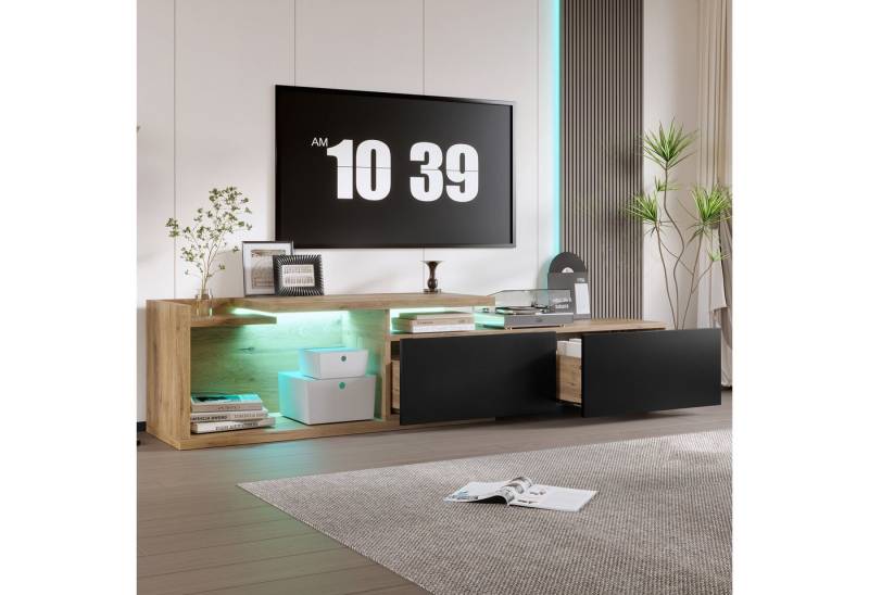 MODFU TV-Schrank Modularer Lowboard (mit LED-Licht & verschiebbarem Modul, Ausziehbar bis 2m, Fernsehkommode) von MODFU