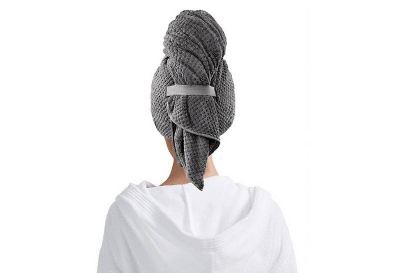 MODFU Turban-Handtuch Haartuch Haarhandtuch Kopf Turban Handtuch Haartrocknungshandtuch, (mit Elastischem Band Weich Waffeldesign zum Trocknen der Haare, 1-St), Mikrofaser Schnell Trocknend Super Saugfähig für Haar alle Haartypen von MODFU