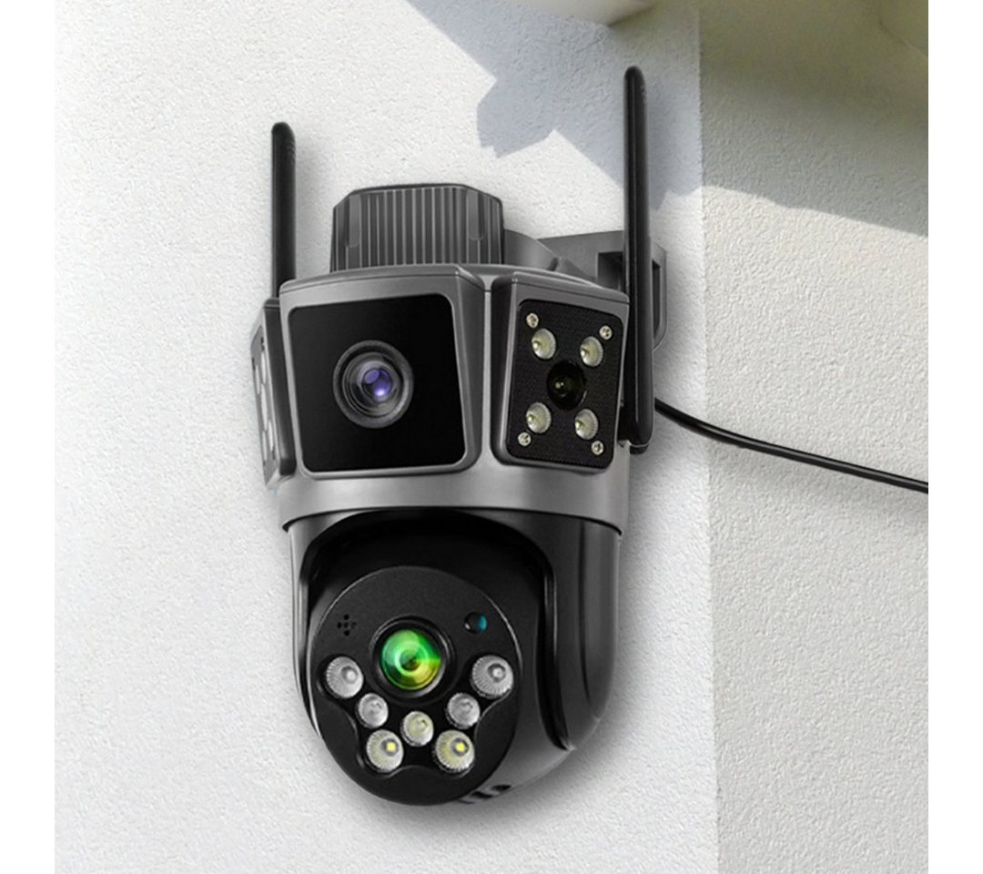 MODFU Überwachungskamera 2X5MP WLAN Sicherheitskamera 360° PTZ smarte IP Kamera (Indoor, Außenbereich, mit 360° Abdeckung Zwei-Wege-Audio, 1-tlg., App-Steuerung per Smartphone (iOS/Android) Wasserdichte HD-Nachtsicht, Automatische Nachverfolgung Sirenenalarm) von MODFU
