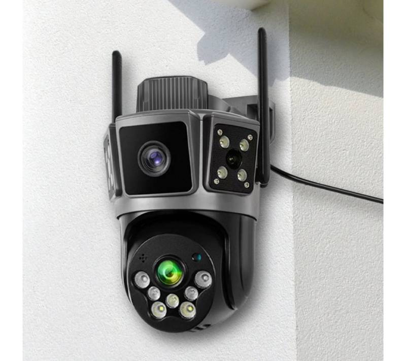 MODFU Überwachungskamera 2X5MP WLAN Sicherheitskamera 360° PTZ smarte IP Kamera (Indoor, Außenbereich, mit 360° Abdeckung Zwei-Wege-Audio, 1-tlg., App-Steuerung per Smartphone (iOS/Android) Wasserdichte HD-Nachtsicht, Automatische Nachverfolgung Sirenenalarm) von MODFU