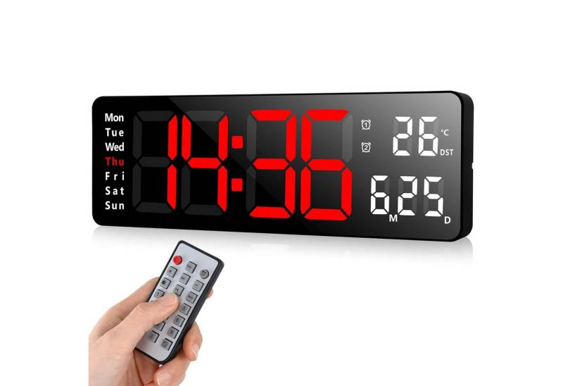 MODFU Wanduhr 13 Zoll LED Digitale Wand Uhr Küchenuhr Digitaluhr Tischuhr Wandwecker (Digital Wecker mit Fernbedienung Timing Countdown 13-Zoll-Großdisplay) von MODFU