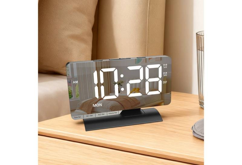 MODFU Wanduhr Projektionswecker digitale Tischuhr Multifunktionsuhr Alarmuhr (6-fach dimmbar 2 separate Weckzeiten Snooze Lautstärke einstellbar) von MODFU