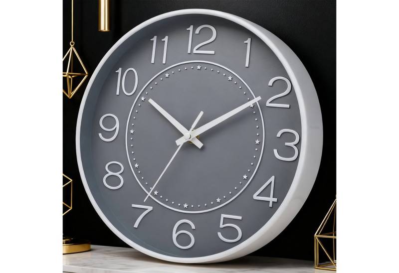 MODFU Wanduhr Wandzeitmesser Lautlos Uhr Wanddekoration Uhr Wohnzimmer (30 cm ohne Tickgeräusch für Wohnzimmer Schlafzimmer Küche Büro) von MODFU
