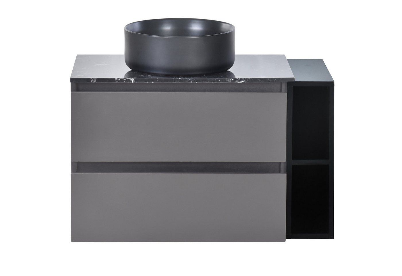 MODFU Waschbeckenunterschrank hängend 80cm breit (Badezimmerschrankmit Keramikwaschbecken, mit Schubladen) von MODFU